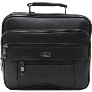 3005 Büyük Boy Kasalı Erkek  Deri El ve Omuz Askılı Çanta Siyah