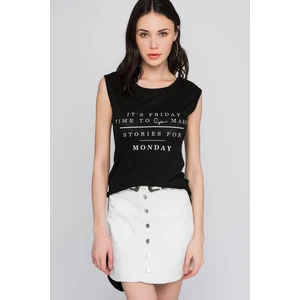 Miss Lusi 8101091 Monday Yazı Baskılı Arka Eteği Uzun Kolsuz Tunik