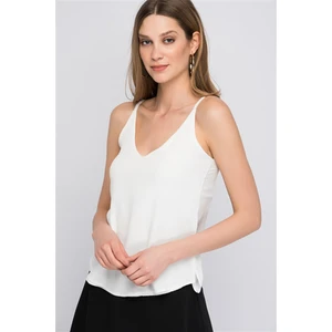 Miss Lusi 8121702 Kobe V Yaka Ip Askılı Yırtmaçlı Kolsuz Bluz