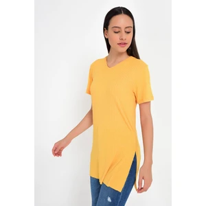 Miss Lusi 9202021 Lyc.Kaşkorse Eteği Yırtmaçlı V Yaka Tunik