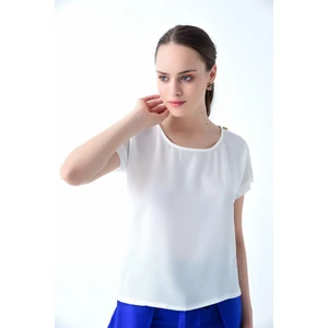 Miss Lusi 9223013 Kobe Sol Omuzu Düğmeli Yarasa Kol Bluz