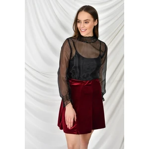 Miss Lusi 9474746 Kadife Parçalı Lastikli Kısa Etek