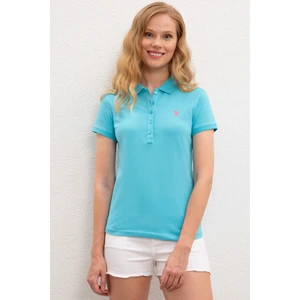 U.S. Polo Assn. Kadın Turkuaz Basic T-Shirt 50222743-VR093