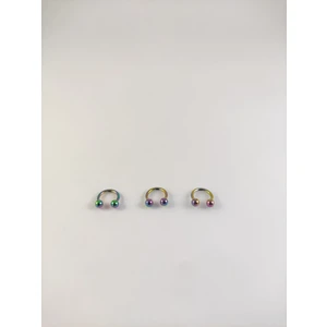 316L Cerrahi Çelik Üçlü Set  6 mm Top Uçlu Rainbow Septum Piercing