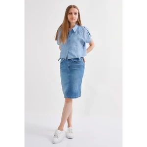 Kadın Hemley Classic Ultra Likra Denim Etek Wth Gold - Açık Mavi