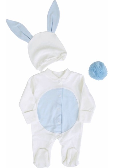 Minimus Tavşan Kostümü Erkek Bebek Tulumu Beyaz Mavi