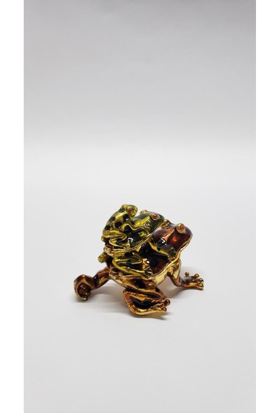 Mrc Swaroski Taşlı Yavrulu Kurbağa Mücevher Kutusu Biblo+Süpriz Hediye