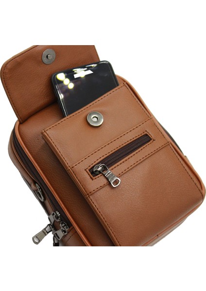 West Polo 3002 Orta Dik Kapaklı El ve Çapraz Askılı Erkek Çanta Taba fırsatları