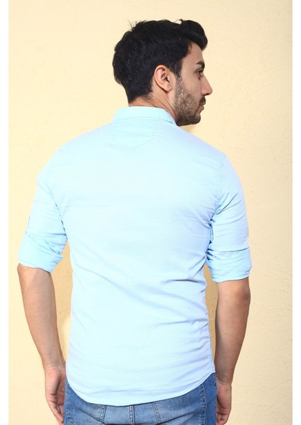 Hilti 235502 Slim Fit Keten Çift Cepli Gömlek