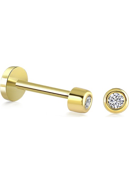 14 Ayar Altın Tek Taş Tragus Piercing