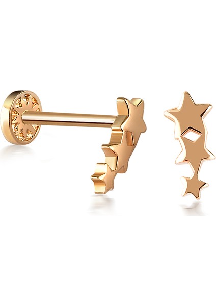 14 Ayar Altın 3lü Yıldız Tragus Piercing