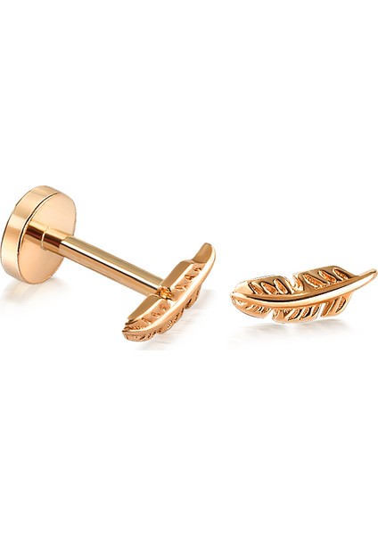 14 Ayar Altın Tüy Tragus Piercing
