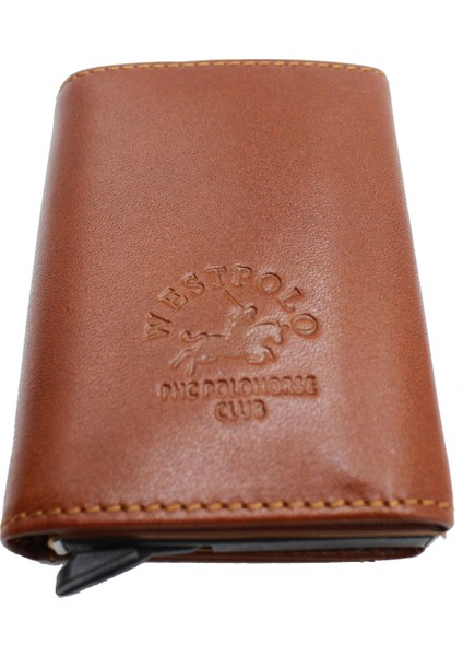 West Polo 5540 Deri Mekanizmalı Erkek Kartlık Cüzdan Taba