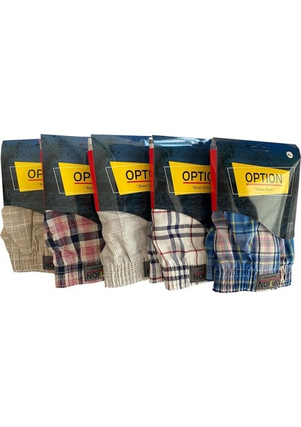 Erkek (Xl) 5'li Paket Poplin (Pamuk) Boxer Şort