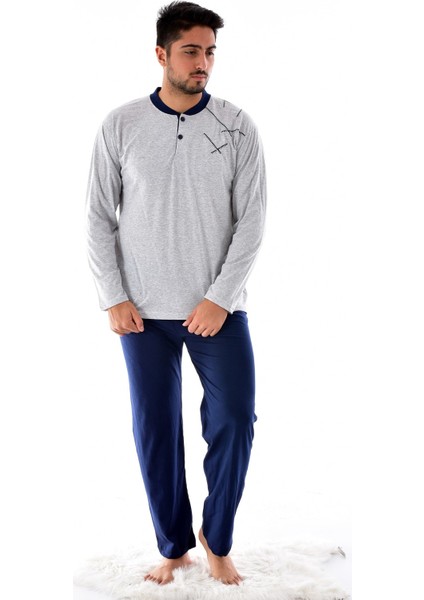 Ri̇molli̇ Erkek 930 Uzun Kol Süprem Pijama Takımı Gri