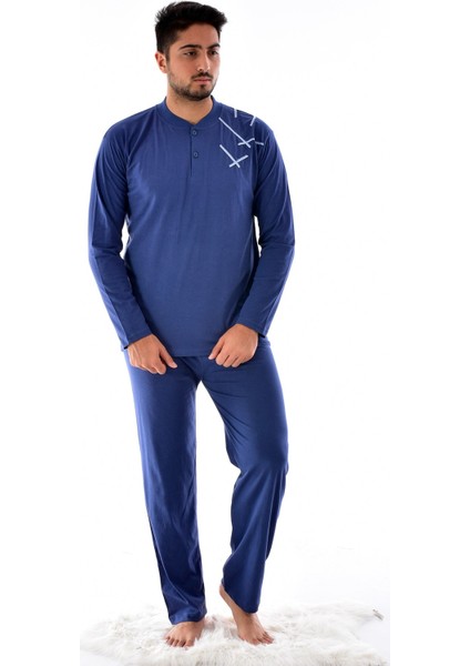 Ri̇molli̇ Erkek 930 Uzun Kol Süprem Pijama Takımı Indigo