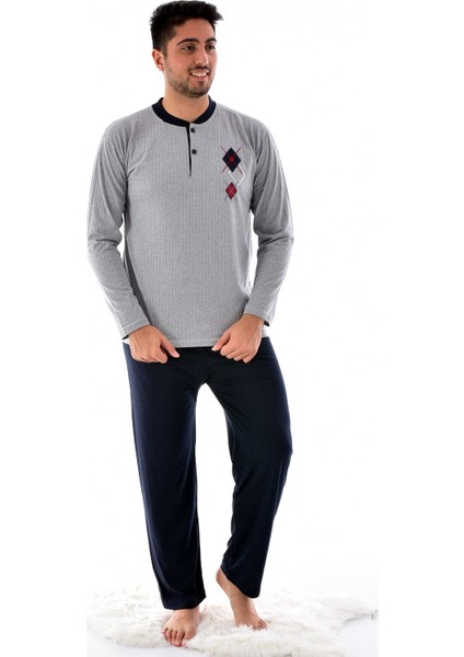 Ri̇molli̇ Erkek 2031 Uzun Kol Süprem Pijama Takımı Gri
