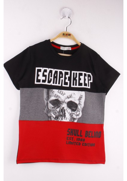Erkek Çocuk Escape Baskılı Garnili Tişört