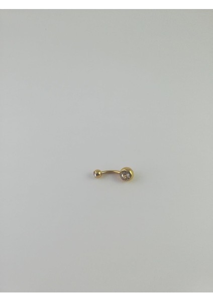 316L Cerrahi Çelik Gold Renk Zirkon Taşlı Göbek Piercing modelleri