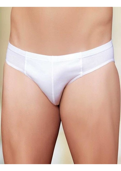 Beyaz Düşük Bel Pamuklu Erkek Slip 6'lı Paket ME006