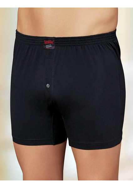 Siyah Pamuklu Önden Düğmeli Erkek Boxer ME010