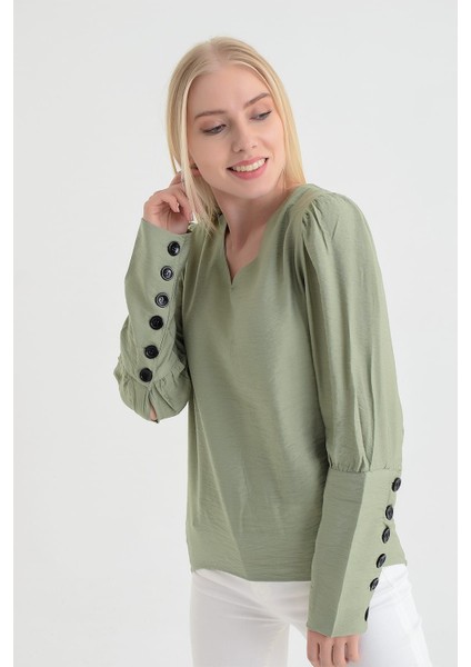 9151526 Bodrum Kum.Arkası Kolu Düğmeli Bluz fiyatları