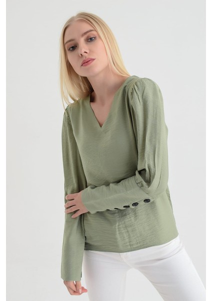 9151526 Bodrum Kum.Arkası Kolu Düğmeli Bluz modelleri