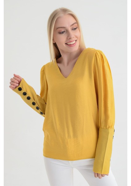 9151526 Bodrum Kum.Arkası Kolu Düğmeli Bluz fırsatları