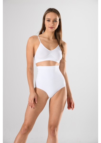 Yüksek Bel Slip Slikon Kadın Külot Korse Beyaz Örme Seamless Dikişsiz Soft modelleri