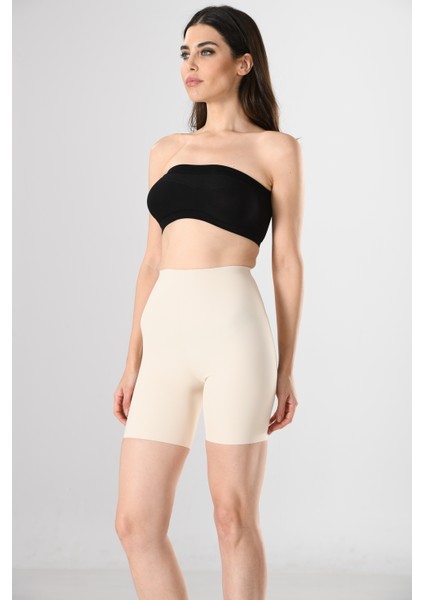Kadın Lazer Kesim Iz Yapmaz Yüksek Bel Uzun Paça Boxer Külot Ten Örme Seamless Dikişsiz