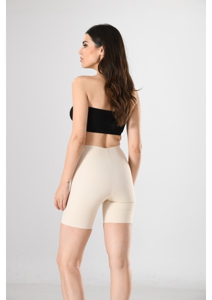Kadın Lazer Kesim Iz Yapmaz Yüksek Bel Uzun Paça Boxer Külot Ten Örme Seamless Dikişsiz
