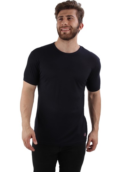 Bisiklet Yaka Regular Fit T-Shirt Lacivert (E19-P5AG09)
