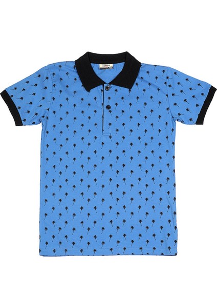 Palmiye Desenli Yakalı Erkek Çocuk T-Shirt