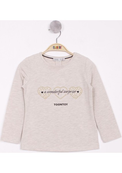 Kız Çocuk Surprise Kalp Nakışlı Tişört