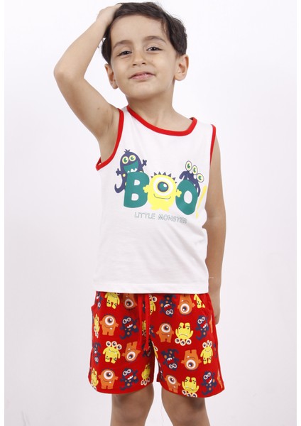 Erkek Çocuk Boo! Baskılı Şortlu Takım