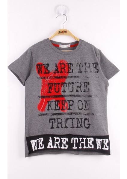 Erkek Çocuk Neon Baskılı Garnili T-Shirt