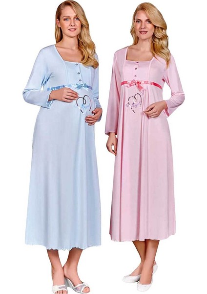 Kalpli Hamile Pijama Takımı 392 | Mavi