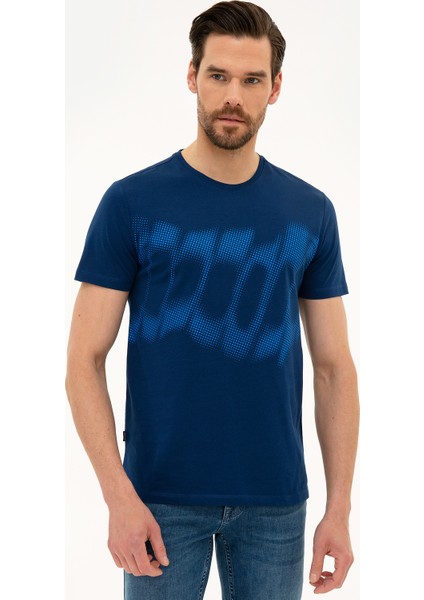 Erkek Lacivert Slim Fit Bisiklet Yaka T-Shirt 50226354-VR033