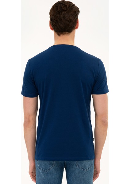 Erkek Lacivert Slim Fit Bisiklet Yaka T-Shirt 50226354-VR033 fiyatları