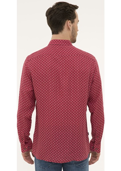 Erkek Bordo Regular Fit Uzun Kollu Gömlek 50200507-VR014