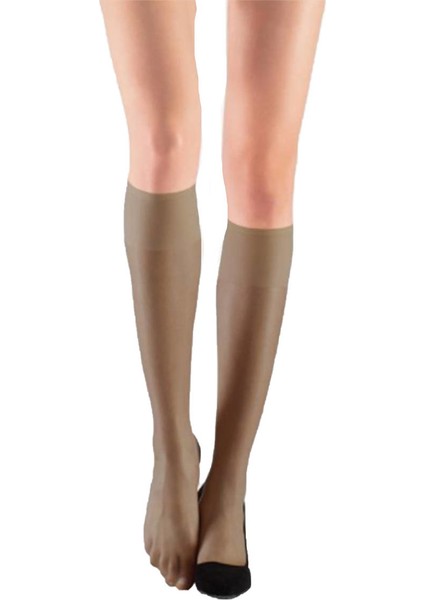 Italiana Düz Ince Dizaltı Çorap 9223 | Vizon