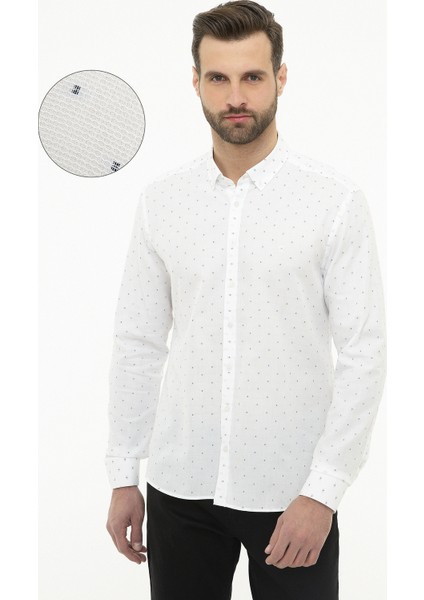 Erkek Lacivert Slim Fit Uzun Kollu Gömlek 50219452-VR033