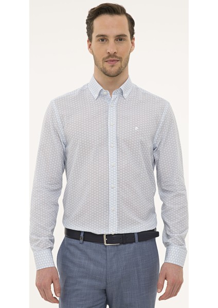 Erkek Lacivert Slim Fit Uzun Kollu Gömlek 50227239-VR033
