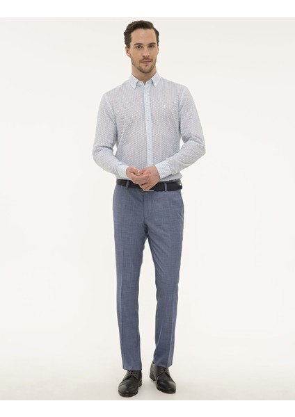 Erkek Lacivert Slim Fit Uzun Kollu Gömlek 50227239-VR033