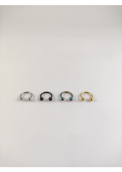316L Cerrahi Çelik 8 mm Dörtlü Set Dört Renk Top Uçlu Septum Piercing