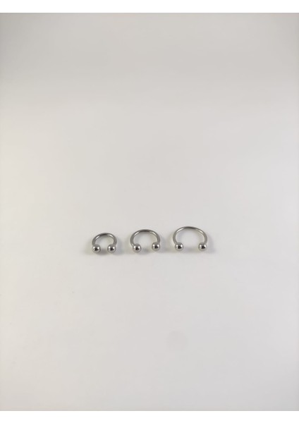 316L Cerrahi Çelik Üçlü Set  6-8-10MM Top Uçlu Gümüş Gri Septum Piercing