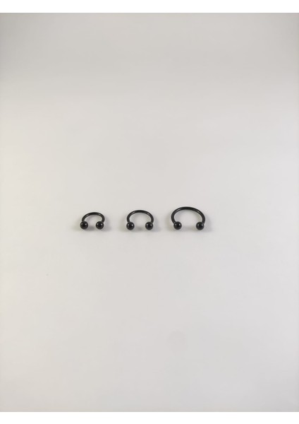 316L Cerrahi Çelik Üçlü Set 6-8-10MM Top Uçlu Siyah Septum Piercing