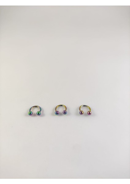 316L Cerrahi Çelik Üçlü Set 6 mm Top Uçlu Rainbow Septum Piercing