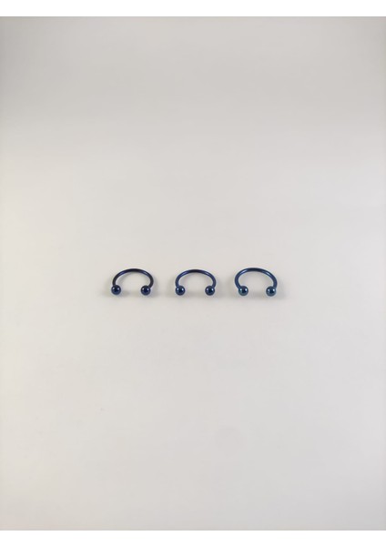316L Cerrahi Çelik 10 mm Üçlü Set Dark Blue Top Uçlu Septum Piercing