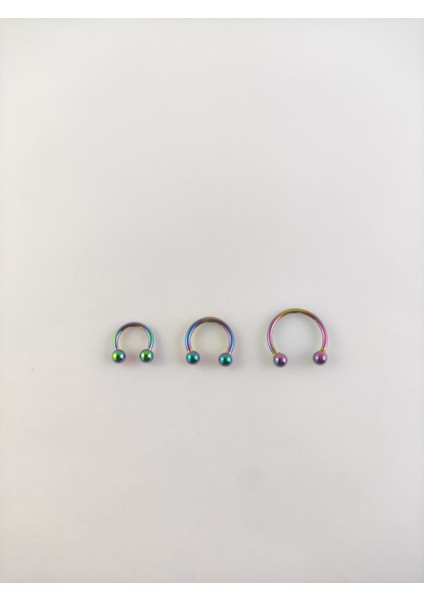 316L Cerrahi Çelik Üçlü Set 6-8-10 mm Top Uçlu Rainbow Septum Piercing fiyatları